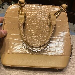 Chic Tan Crocodile-Embossed Satchel